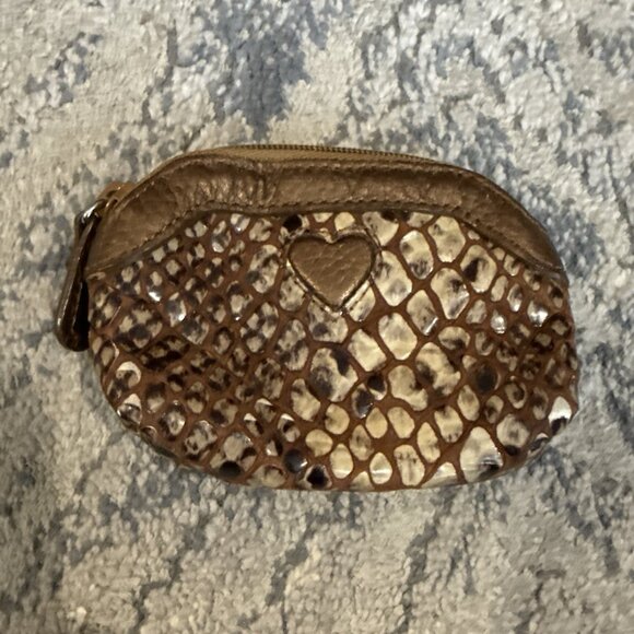 Brighton - beautiful Brown Snake pattern Patent Leather Zip Coin Purse ❤️ - Picture 1 of 5